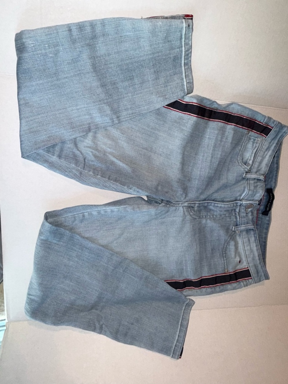 Tommy Hilfiger Light Blue Jeans with Navy and Red Side Stripe